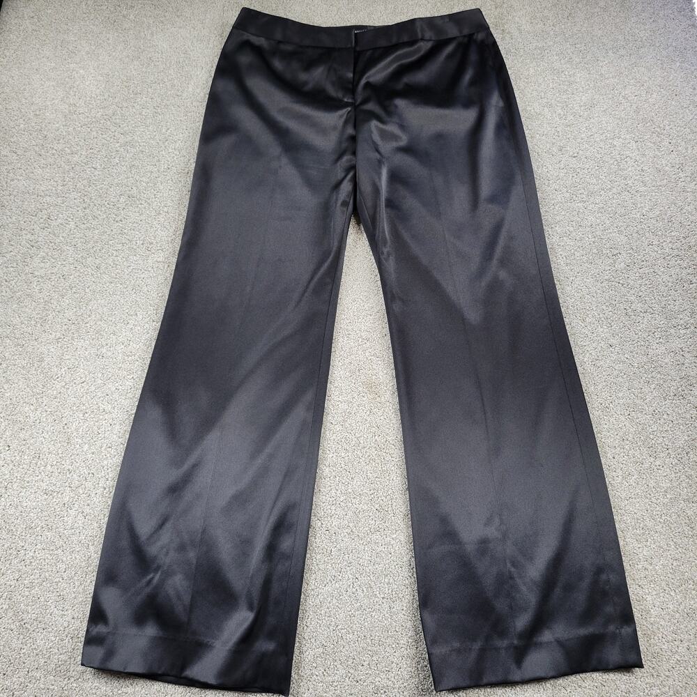 Isabella DeMarco Tahari Womens Satin Pants 14 Black Wide Leg Formal Holiday